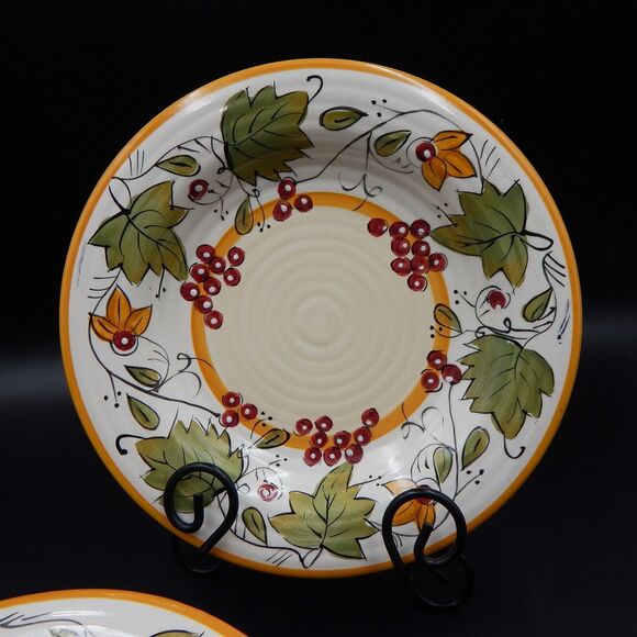 Pier 1  Imports Chateau Napa Salad Pasta Dish Bowls Earthenware Hand-painted S/5 - Picture 2 of 14